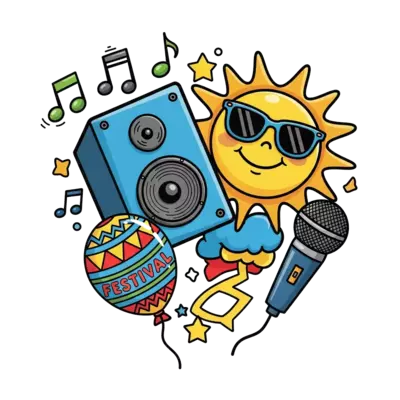 A t-shirt for <festival name> with <related symbols or characters>.