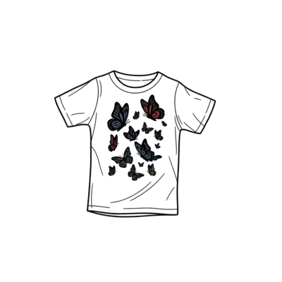 Many small to big size black butterfly flying 