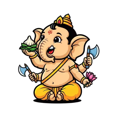 Cute baby Ganesha eating a modak