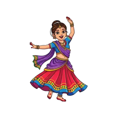 Little girl in traditional Navratri chaniya choli dancing