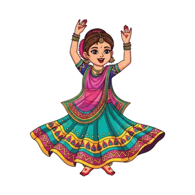 Little girl in traditional Navratri chaniya choli dancing