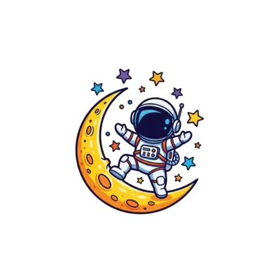 Little astronaut dancing on the moon