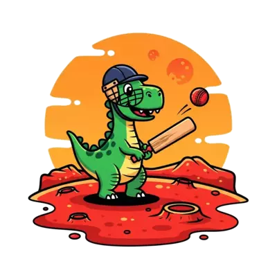 dinosaur playing cricket on Mars