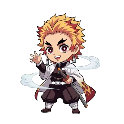 A super cute chibi Muichiro Tokito from Demon Slayer, with soft mist swirling around him, in a playful and friendly pose, vibrant colors, cartoon style, isolated character illustration.
