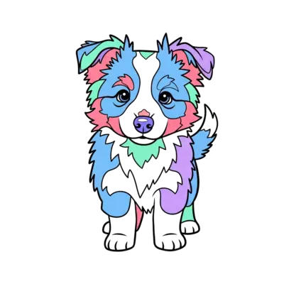 border collie puppy in pastel colors