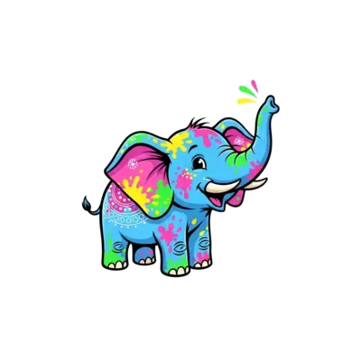 A t-shirt for holi with elephant.