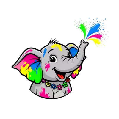 A t-shirt for holi with elephant.