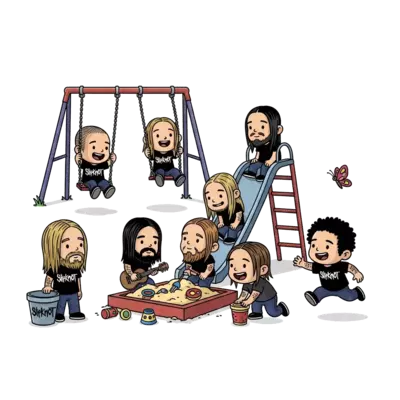 Slipknot members playing in a park as if they were kids ( their childhood)