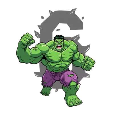 A dynamic, realistic comic-style illustration of the Hulk in action, with a subtle '6' integrated into the background or a powerful pose, vibrant green and purple colors, detailed muscular form, dramatic shading, and a sense of motion.