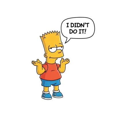 Bart Simpson character saying "I didn't do it"