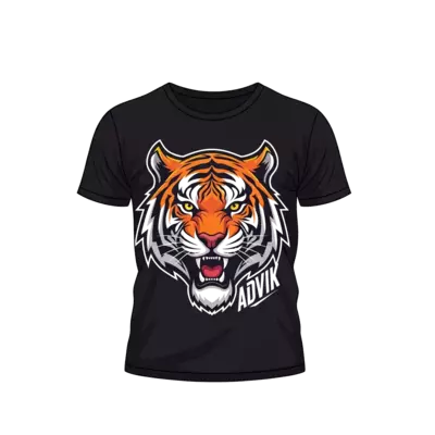 A majestic, stylized tiger head illustration with sharp lines and vibrant orange and black colors, featuring the name 'Advik' subtly integrated into the design, in a bold graphic art style.