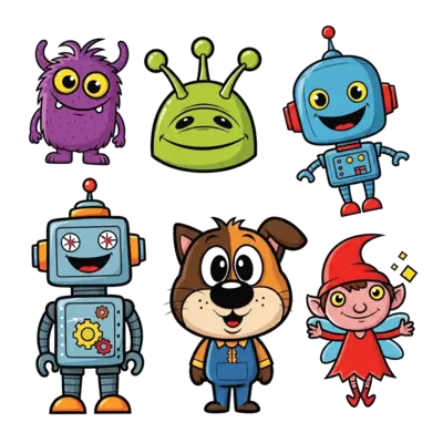 Defferent type of cartoon character 