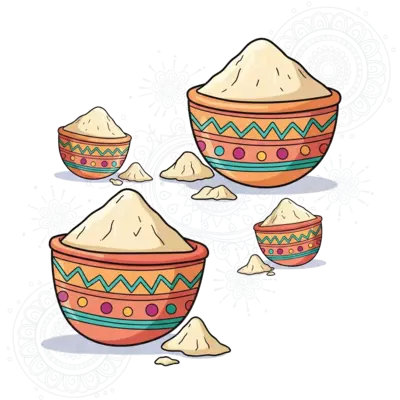 A joyful illustration of traditional Indian pichkaris in pastel shades, with delicate splashes of soft gulal powder creating a festive and artistic pattern. The background features subtle, elegant ethnic motifs in light tones.