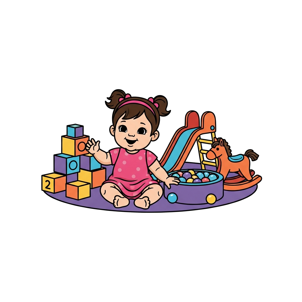 Custom design: A toddler girl in a play area
