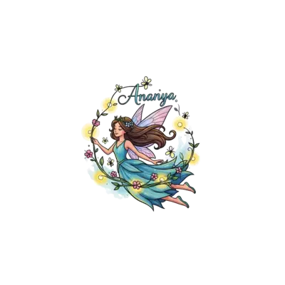 Design: A whimsical illustration of a graceful fairy princess with flowing hair, surr...