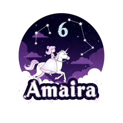 Design: A magical scene featuring a cute princess silhouette riding a unicorn through...