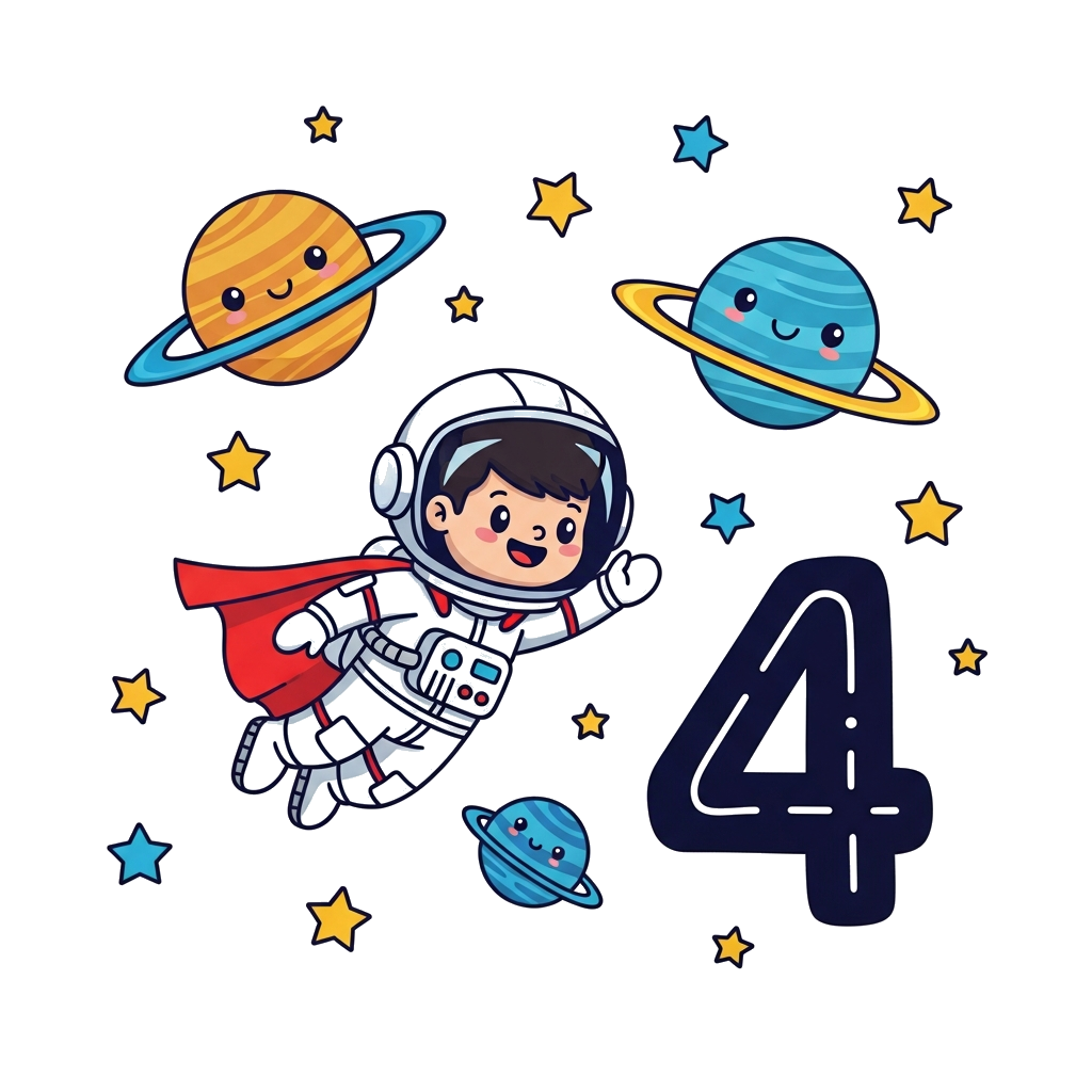 Custom design: A cute cartoon astronaut Sarthak (depicted as a cheerful little boy) wearing a superhero cape, flying through a starr...