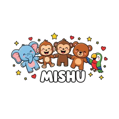 Design: A vibrant illustration of a diverse group of cute, friendly cartoon animals (...