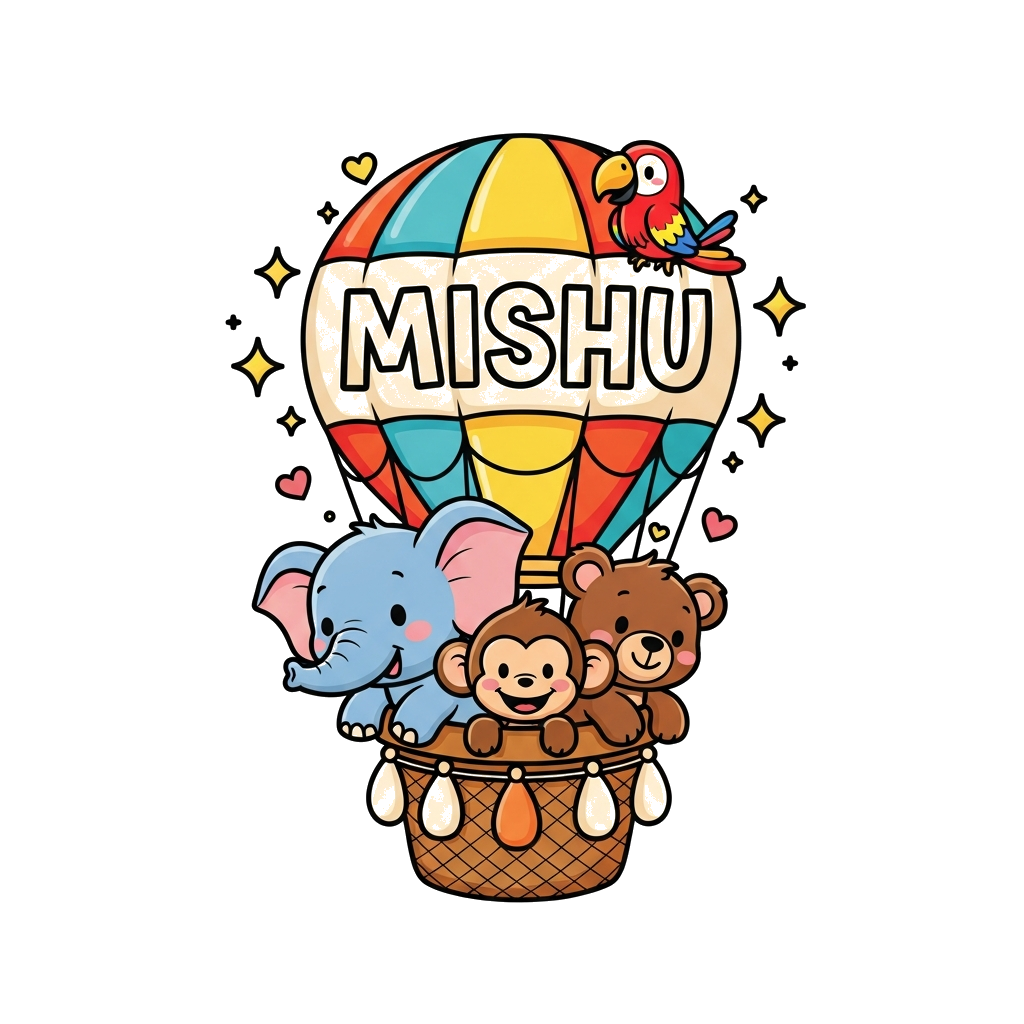 Custom design: A whimsical illustration of a diverse group of cute, friendly cartoon animals (a baby elephant, a playful monkey, a l...