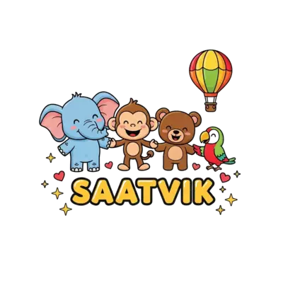 Design: A vibrant illustration of a diverse group of cute, friendly cartoon animals (...