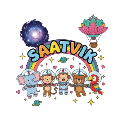 Design: A vibrant illustration of a diverse group of cute, friendly cartoon animals (...