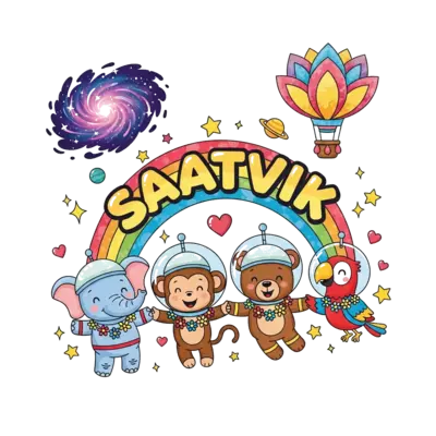 Design: A vibrant illustration of a diverse group of cute, friendly cartoon animals (...