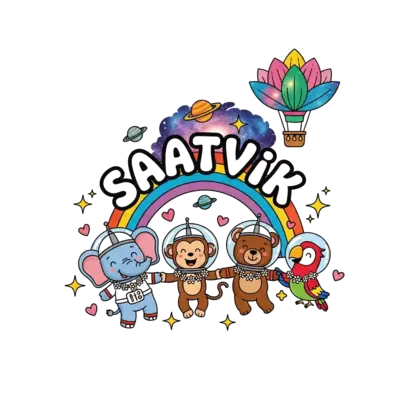 Design: A vibrant illustration of a diverse group of cute, friendly cartoon animals (...