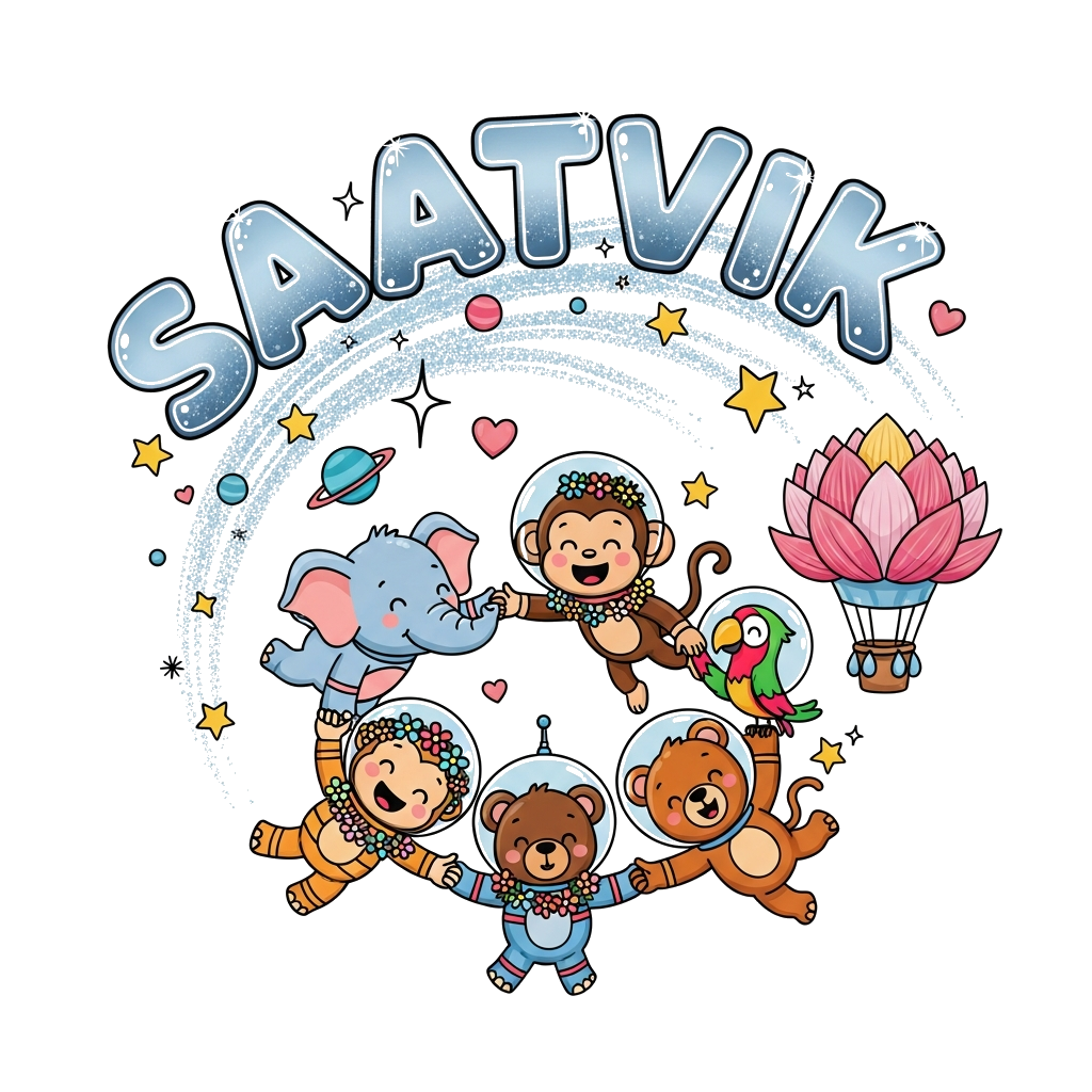 Custom design: A vibrant illustration of a diverse group of cute, friendly cartoon animals (a baby elephant, a playful monkey, a lit...