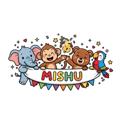 Design: A vibrant illustration of a diverse group of cute, friendly cartoon animals (...