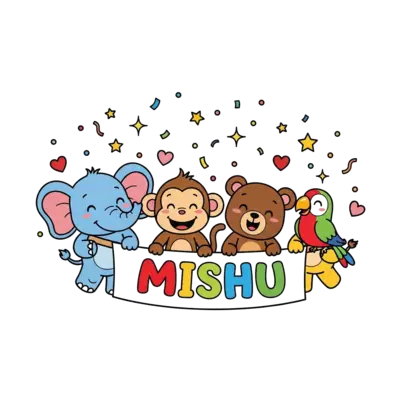 Design: A vibrant illustration of a diverse group of cute, friendly cartoon animals (...