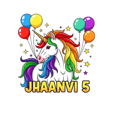 Design: A majestic, vibrant rainbow unicorn with a golden horn, surrounded by sparkli...