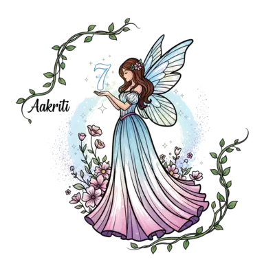 Design: An elegant fairy princess with flowing, pastel gown and shimmering wings, gen...