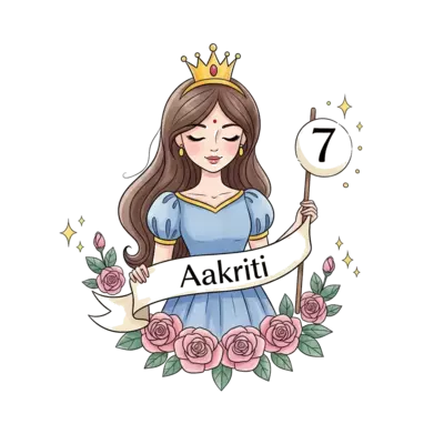 Design: An elegant and classic illustration of a beautiful princess with a crown, hol...