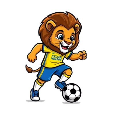 Design: A cheerful, dynamic cartoon illustration of a football player, possibly a cut...