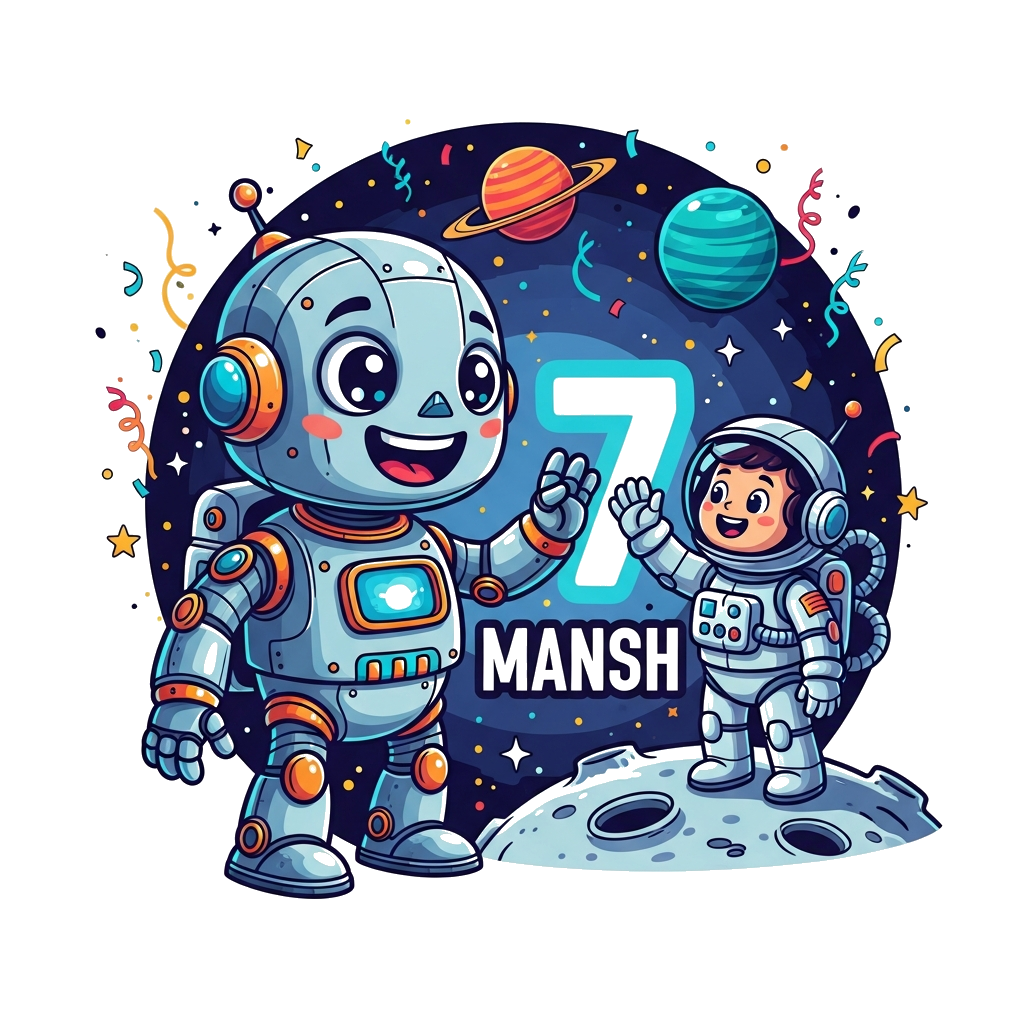 Custom design: A highly detailed, super friendly, rounded metallic robot with big, expressive, glowing eyes and a wide smile, high-f...