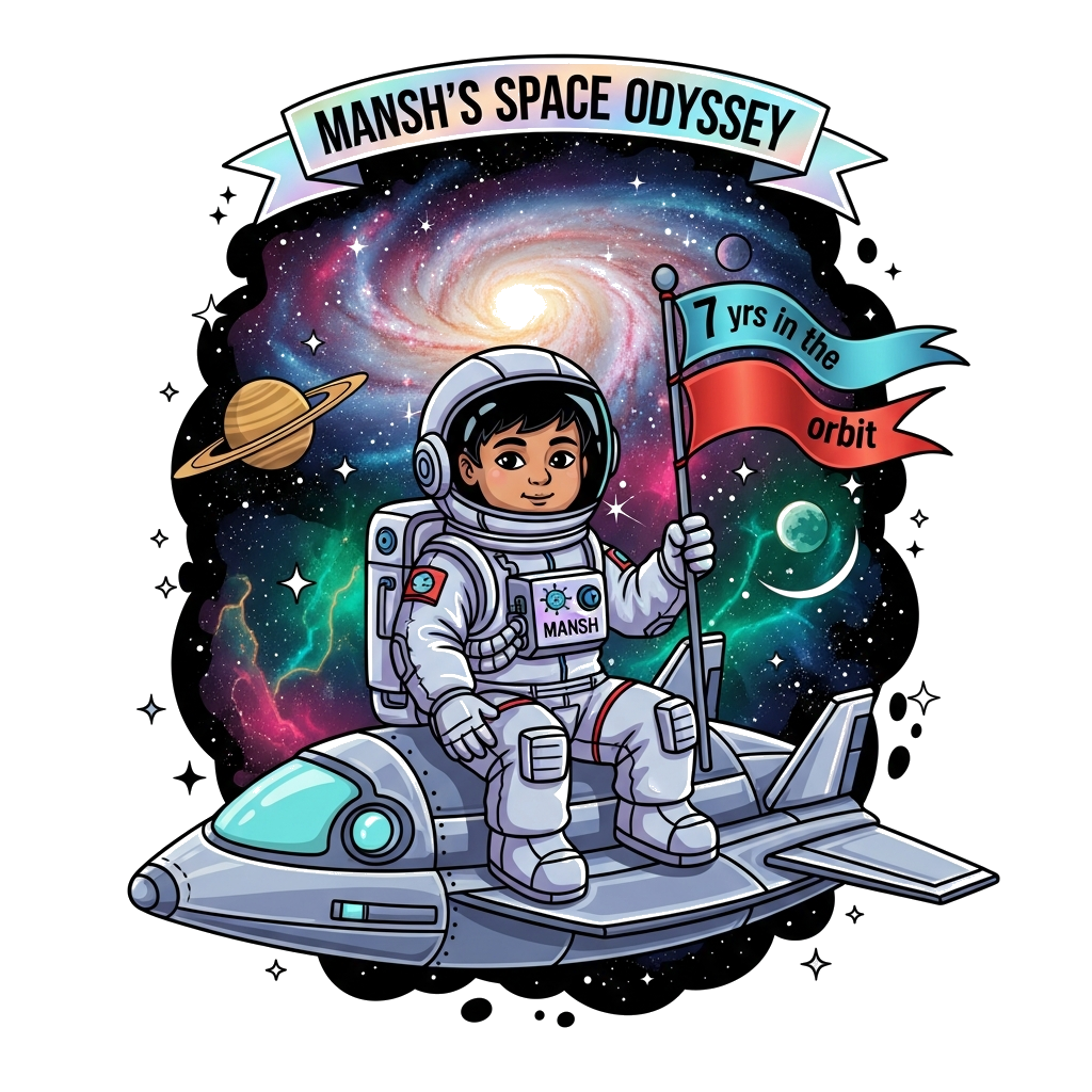 Custom design: A highly detailed, photorealistic digital painting of an Indian child astronaut, authentic skin tone and black hair, ...