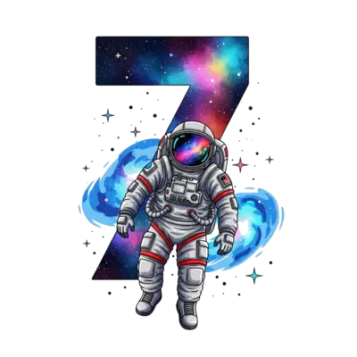 Design: A realistic and adventurous illustration of an astronaut in a detailed spaces...