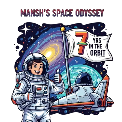 Design: A cheerful, detailed illustration of an astronaut in a cool spacesuit, giving...