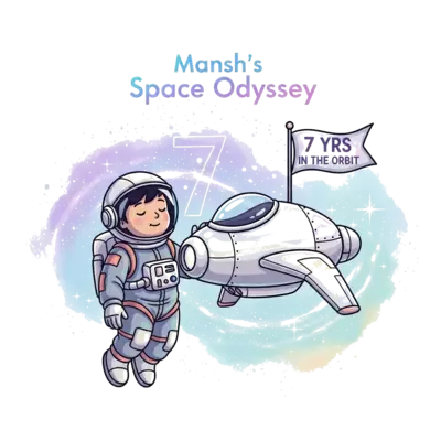 Design: A young astronaut with a serene expression, wearing a softly colored spacesui...