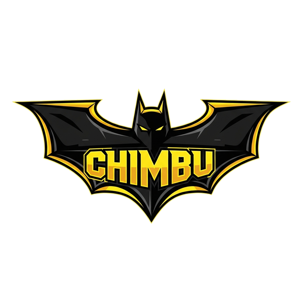 Custom design: A bold and sleek Batman logo in black and yellow, with sharp, modern lines. The name 'Chimbu' is cleverly integrated ...