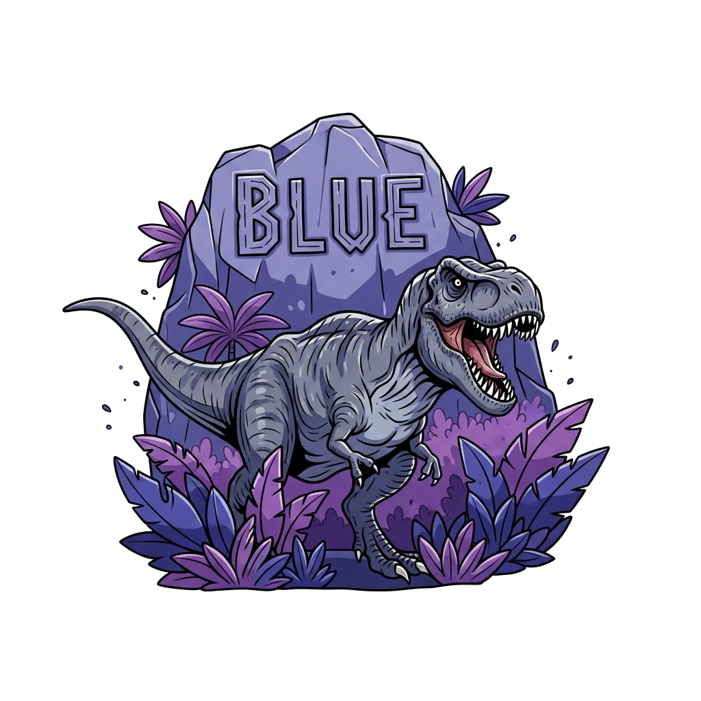 Custom design: A majestic, bold, and realistic Tyrannosaurus Rex illustration, roaring powerfully in a prehistoric jungle with lush ...