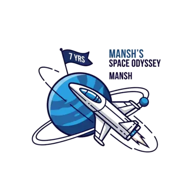 Design: A minimalist illustration of a sleek, modern spaceship gracefully orbiting a ...