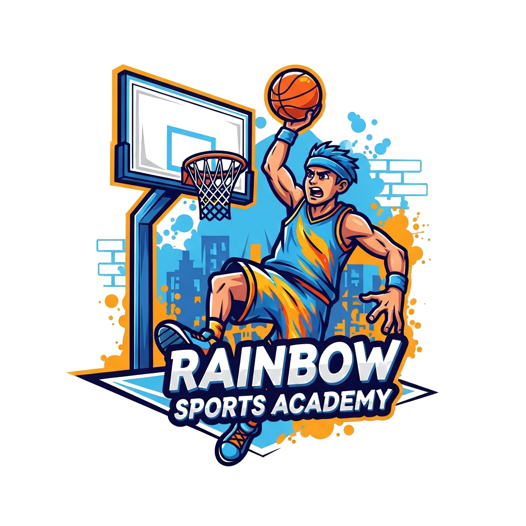 Custom design: A dynamic, cool cartoon basketball player in action, mid-dunk, with a powerful pose. Bold lines and vibrant colors, s...
