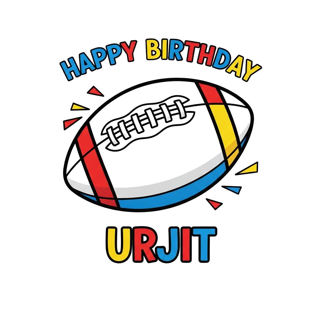 Custom design: Happy birthday 
Football (white base hexagonal blue red yellow)
URJIT