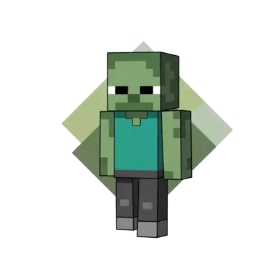 Design: A minimalist pixel art Minecraft zombie character, rendered with clean lines ...
