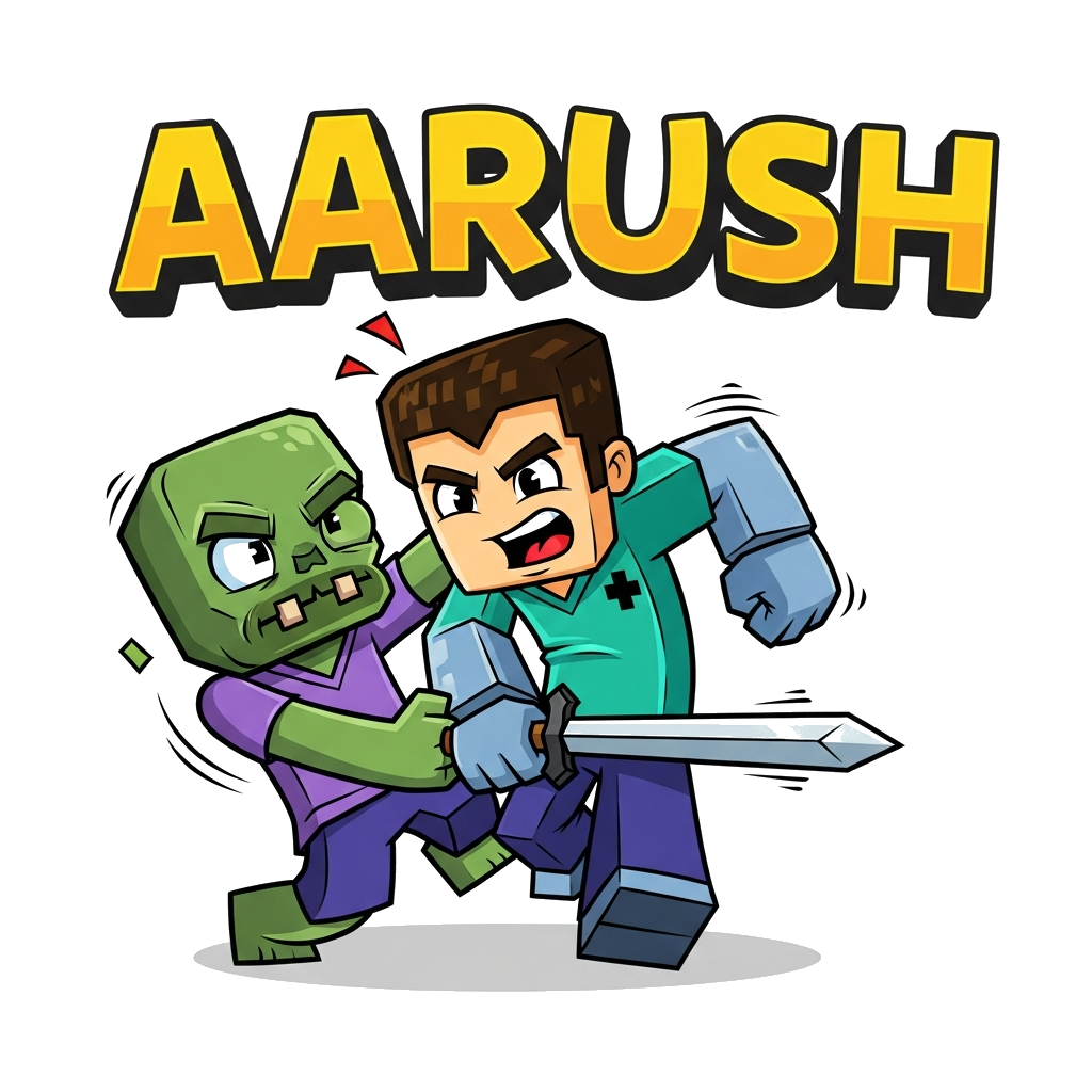 Custom design: A vibrant cartoon illustration of Herobrine and a Zombie engaged in a dynamic, friendly battle pose with exaggerated ...