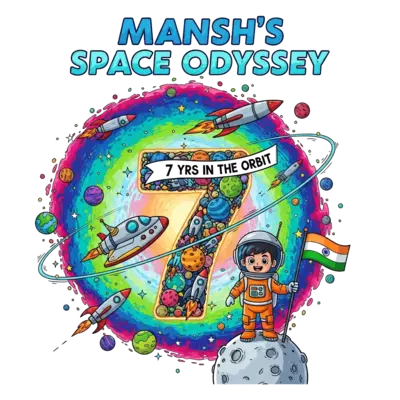 Design: A super vibrant and detailed illustration with 'MANSH'S SPACE ODYSSEY' promin...