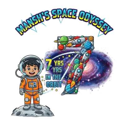 Design: A super vibrant and detailed illustration with 'MANSH'S SPACE ODYSSEY' promin...