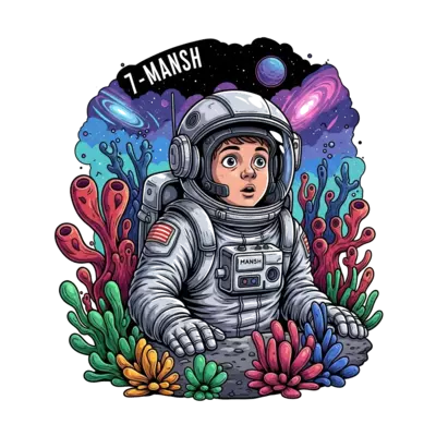 Design: A detailed and realistic illustration of a 7-year-old astronaut named Mansh e...