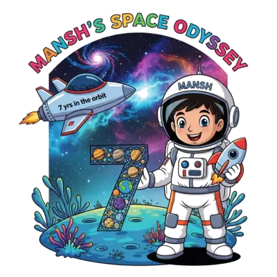 Design: A vibrant, child-friendly illustration featuring a cheerful 7-year-old Indian...
